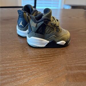Jordan Kids Olive Green and Black Retro Basketball Sneakers